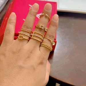 Gold Plated 8 Piece Trendy Western Designs Ring