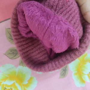 Purple  Woolen Cap For Women