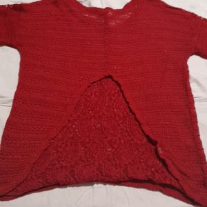 Red Crochet Netted Top