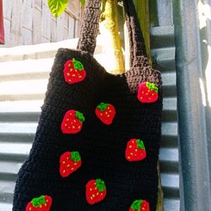 Crochet Black Strawberry Bag 🍓🎀