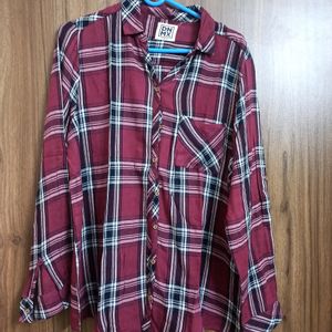 Chequered Maroon  Black Cotton Shirt Regular Wear