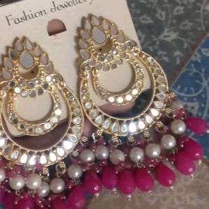 Jhumkas Pink-White