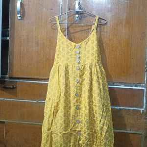 Yellow Floral  Sleeveless Dress