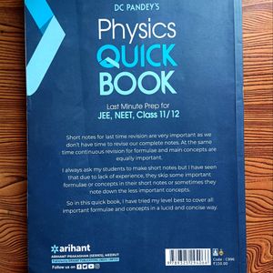 DC PANDEY'S physics Handbook For JEE/NEET/11&12.