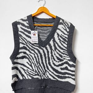 Grey Zebra Print Vest