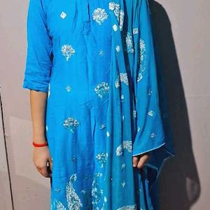 Blue Kurta With Dupatta