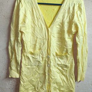 Ladies Winter Fashion Cardigan Sweater Yellow