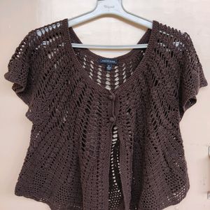 Brown Crochet Shrug