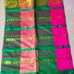 Beautiful Rose Colour Cotton Silk Saree