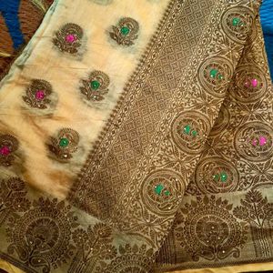 Cotton Saree With Attached Blouse