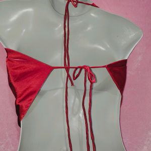 Cowl Neck Backless Red Top