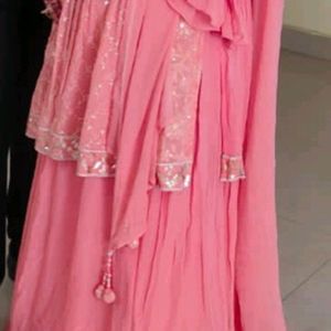 Designer indo western lehenga onion colour