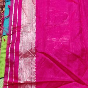 Pink Soft Silk Saree With Silver Zari