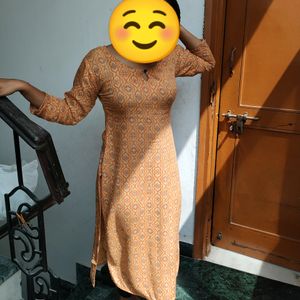 Geometric Design Orange Kurti