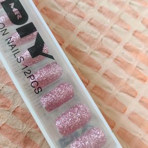 Glitter Pink Press On Nails