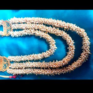 3 Layers Zaveri Pearls Nacklace Set