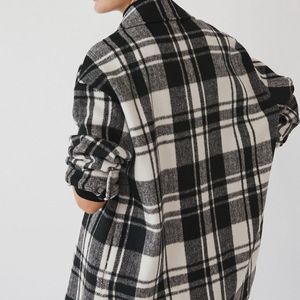 MANGO Women Black White Checked Tailored Jacket