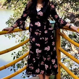 A Line Georgette Floral Midi