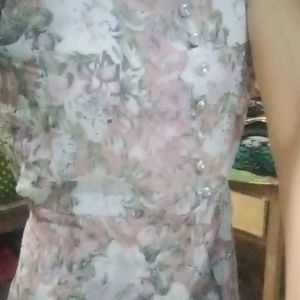 Western Floral Print Dress (Bottom And Long Gown )