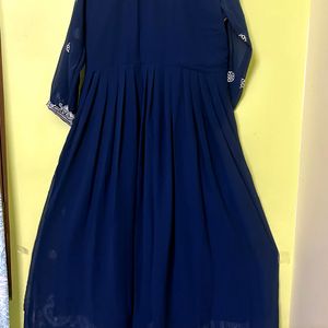 Navy Blue Chikankari Long Kurti