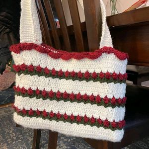 Crochet Red 🍒 Tulip 🌷 Bag