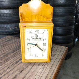 Table Clock WOODEN Color With Good Condition