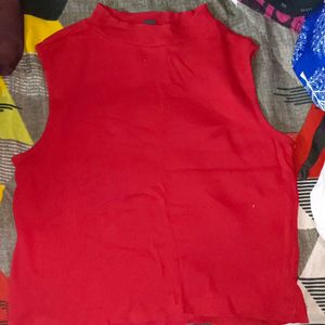 Red Sleeveless Crop Top