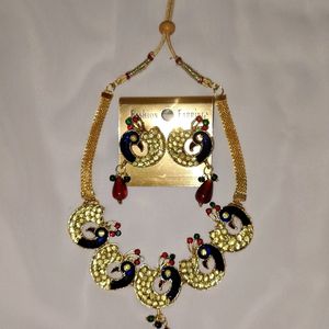 Peacock Neckpiece With Earrings