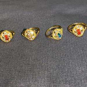 Golden Colour Stone Ring (4 Piece)