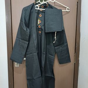 Silk Kurta Chudidar Set (Black)