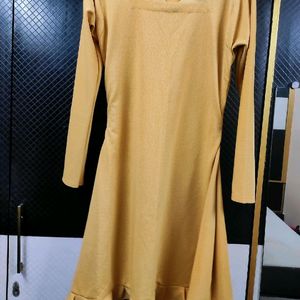 Mustard Ruffle Cross Neck Deatil