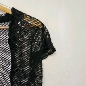 Trendy New Shinny Black Short Shrug For Women