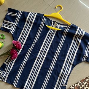 Blue Boxy Stripped Top