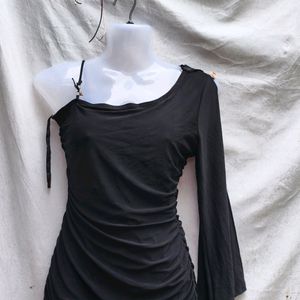 I. BLACK RUCHED MINI BODYCON