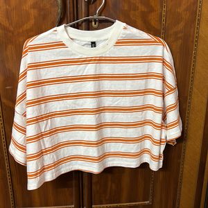 H&M Oversized Striped Crop Top