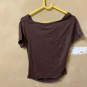 Brown Cowl Neck Top