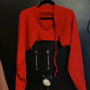 Red Bolero Top With Buckle