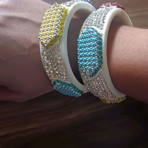 White Multicolour Bangles