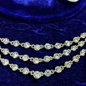 Silver Tone Diamond Set