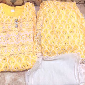 Chikankari Embroidery Naira Cut Kutta Set Baby