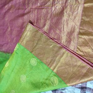 Green And Pink Pure Kanchipuram Silk Saree