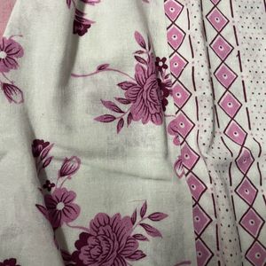 White Purple Printed Kurti