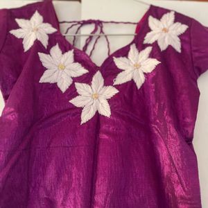 Purple Handwork Flower Suit Set