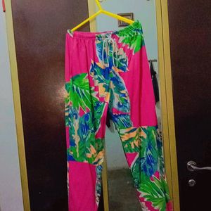 printed pink Trouser for Women.