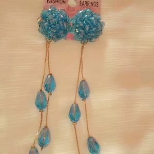 SKY BLUE LONG STYLISH EARRINGS SO BEUTIFUL