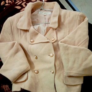 Creme Short Woollen Coat