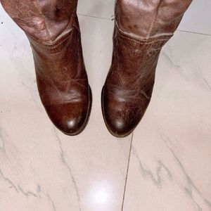 Leather Boots Knee Length Size 37