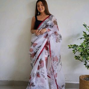 Pure Organza Saree With Floral Print