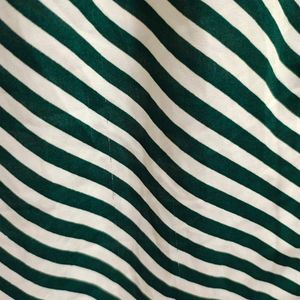 Dark Green And White Striped Dress