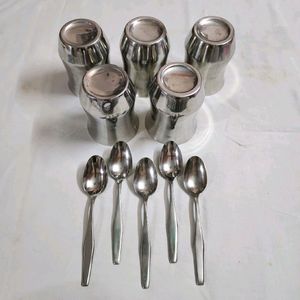 🔷🌟💥 Set Of Spoons And Glasses | 10;Pcs